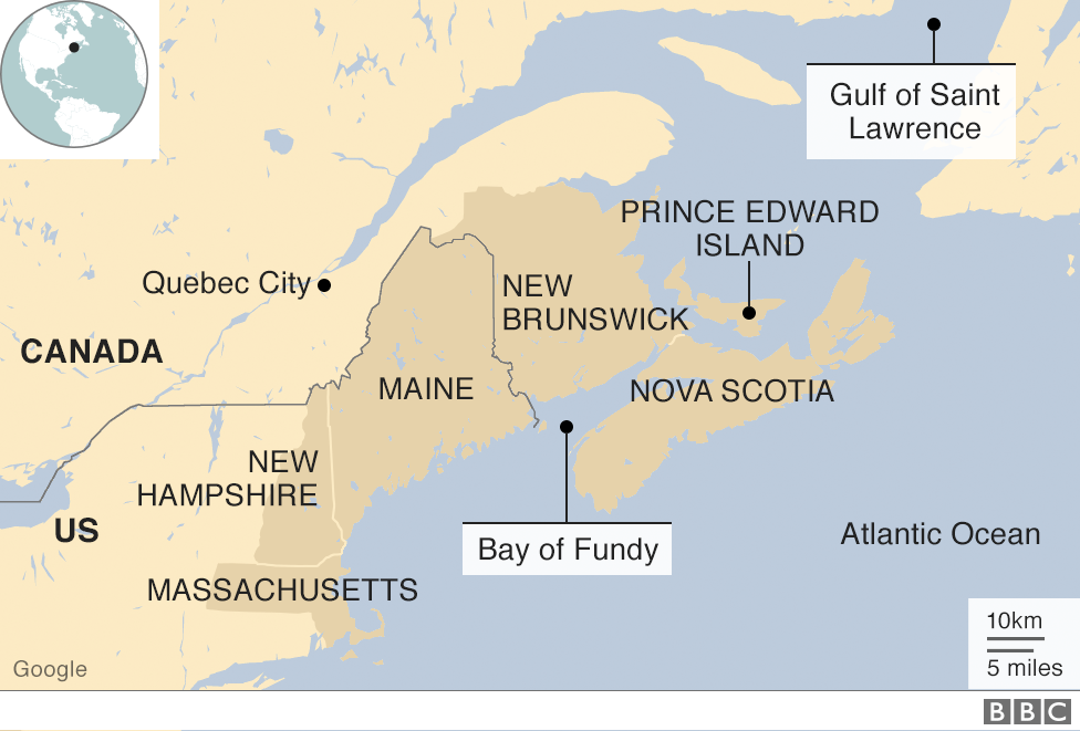 Map of Canada's Atlantic coast