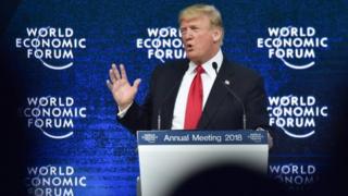 Donald Trump hablando en Davos.