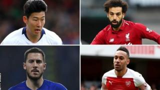 Son Heung-min, Mohamed Salah, Eden Hazard na Pierri-Emerick Aubameyang