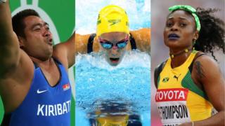 Jamaican sprinter Elaine Thompson, Australian swimmer Emma McKeon and Kiribati weightlifter David Katoatau.