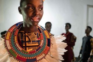 A model prepares backstage