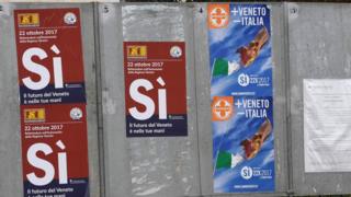 Veneto kentinde referandum afişleri