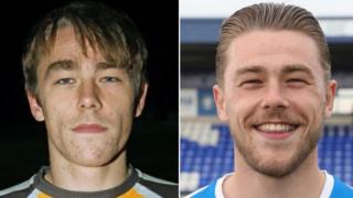 George Green when he signed for Ossett Albion in 2015 (left) and when he signed for Chester in 2018