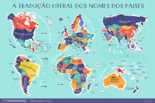 Mapa com os seis continentes