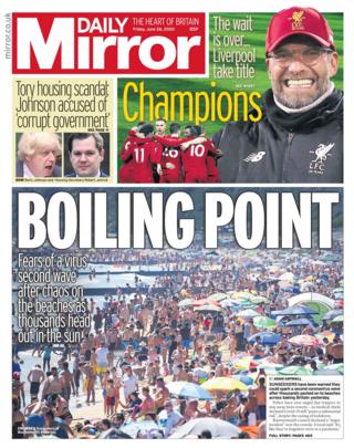 Die Titelseite des Daily Mirror 26.06.20