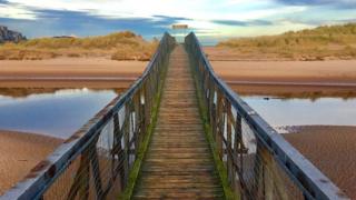 The footbridge to Lossiemouth East Beach