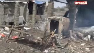 The Houthi rebel movements al-Masirah TV broadcast what it said was video of the aftermath of the air strike in Hajja on 15 March 2016