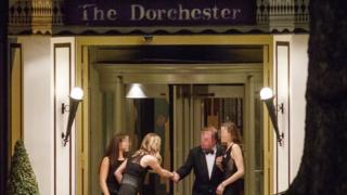 Guests outside the Dorchester Hotel during the Presidents Club Charity Dinner, 18 Jan 2018