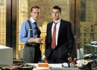 Michael Douglas and Charlie Sheen in the Wolf of Wall Street
