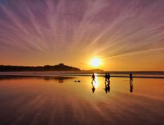 Sunset over a beach