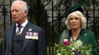 The Prince of Wales and the Duchess of Cornwall led the VE Day silence on 8 May 2020