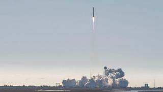 The Northrop Grumman Antares rocket, with Cygnus resupply spacecraft onboard, launching from Nasa's Wallops Flight Facility in Virginia, 2 November