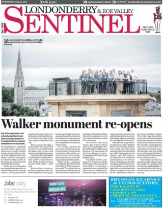Front page of the Londonderry Sentinel