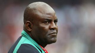 Nigeria coach Christian Chukwu during di African Nations Cup 2004 Semi-Final match between Tunisia and Nigeria