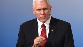 US Vice President Michael Richard Pence delivers a speech on the 2nd day of the 53rd Munich Security Conference (MCS) in Munich, southern Germany, on February 18, 2017.