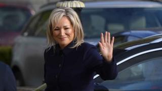 Michelle O'Neill arriving to Stormont