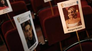 Identity Labels at Royal Albert Hall showing Rami Malek and Margot Robbie