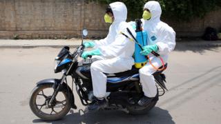 Indian health officials respond to the ongoing coronavirus pandemic, in Bangalore, India - 09 May 2020