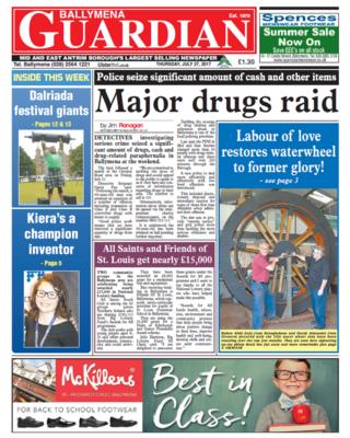 Front page Ballymena Guardian, Thursday 27 July