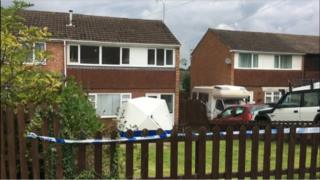 Forensic tent in Cherry Close, Bewdley
