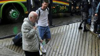 Lionel Messi à son arrivée au stade à La Paz où la Bolivie a battu l'Argentine sur le score de 2 à 0
