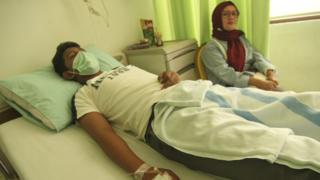 Seorang siswa SMPN 20 Depok yang menderita Hepatitis A menjalani rawat inap di RSUD Depok, Jawa Barat, Jumat (22/11/2019).