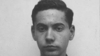 Picture of Theodore Hall that was used in his security badge in Los Alamos
