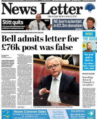 front page of the News Letter Friday 7 September 2018