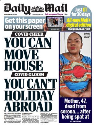 Daily Mail front page