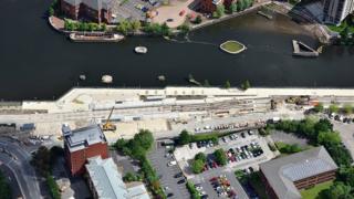 Construction work at Trafford Wharf road