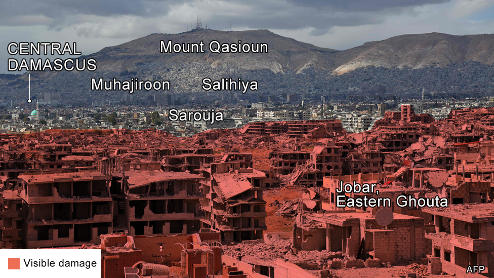 Изображение повреждения в Восточной Гуте, Дамаск