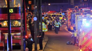 Members of the emergency services attend the London Bridge attack