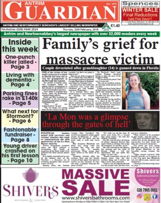 Antrim Guardian front page 21/02/18