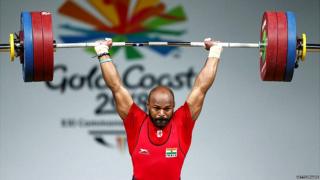 Sathish Kumar Sivalingam of India competes during the Men's 77kg Weightlifting Final on day three of the Gold Coast 2018 Commonwealth Games