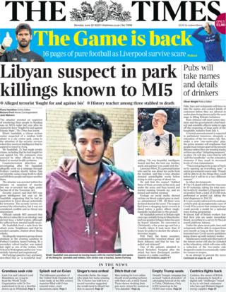 The Times front page 22 June