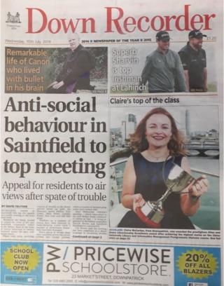 Front page of the Down Recorder