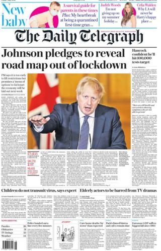 The Daily Telegraph front page 1 May