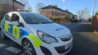 Police vehicles at Gomersal