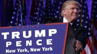 Donald Trump durante seu comício em Nova York