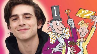 Timothée Chalamet and Willy Wonka illustration