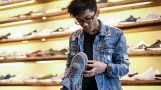 A man in a shoe shop