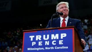Donald Trump em comício na Carolina do Norte