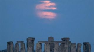 moon over Stonehenge