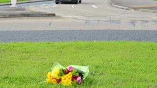 Flowers have been left at the scene of the crash in Newtownards