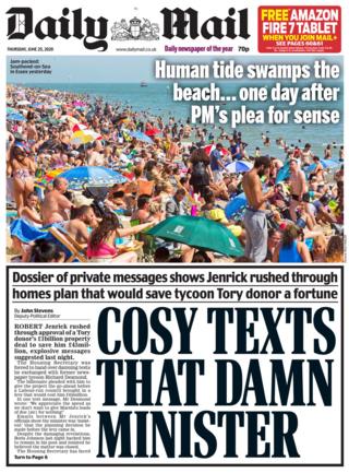 Die Daily Mail Titelseite 25.06.20