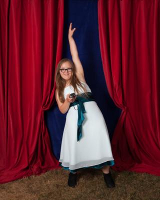 Billie-Jo posing for her promo photo at Derwen College