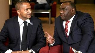 Moïse Katumbi (ibumoso) na Jean-Pierre Bemba mu nama yo ku wa gatatu i Buruseli mu Bubiligi