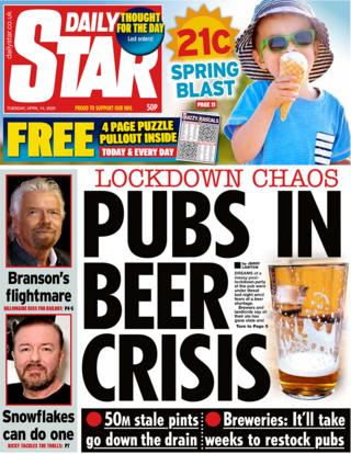 Front page of the Daily Star