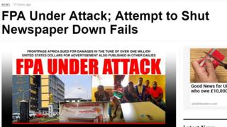 Capture d'écran du journal Frontpage Africa