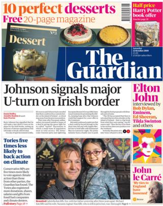 Front page of the Guardian on 12 October 2019